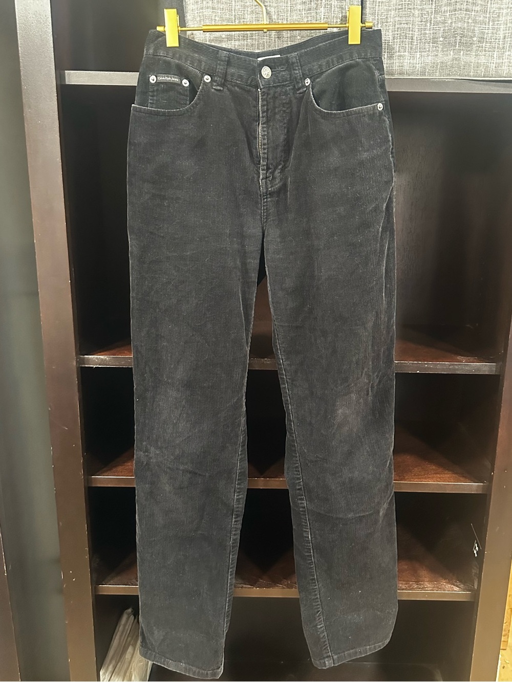 Calvin Klein Jeans Womens Black Corduroy Straight Jeans